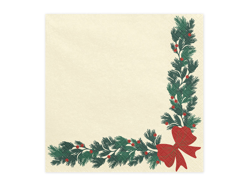 Servietter Julegirlander Beige 33x33 cm - 20 stk