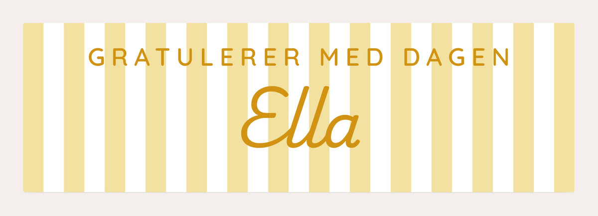 Bursdagsbanner med navn Ella i gule pastellstriper