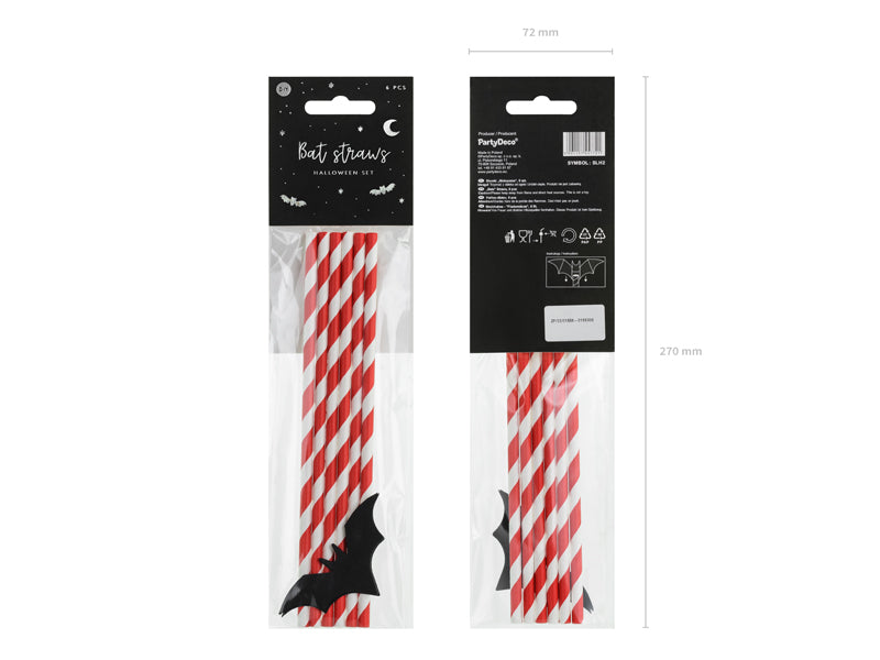 Sugerør Flaggermus Halloween 19,5 cm - 6 stk – bilde 2