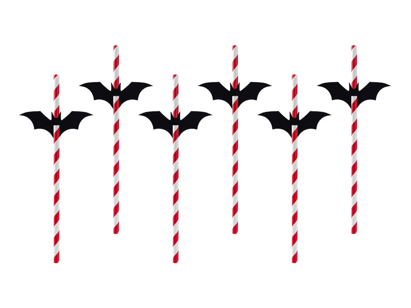 Sugerør Flaggermus Halloween 19,5 cm - 6 stk