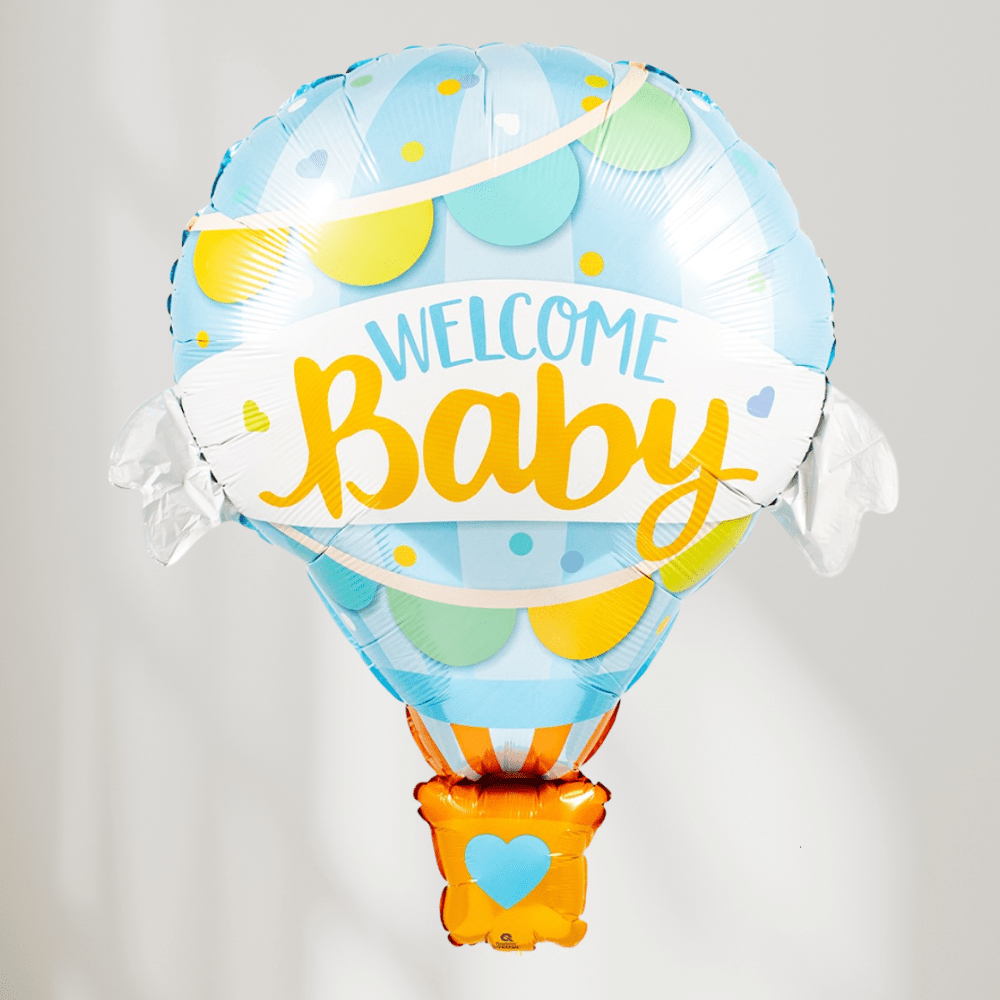 Welcome Baby Blå Luftballong Ballong - folieballong fra Qualatex