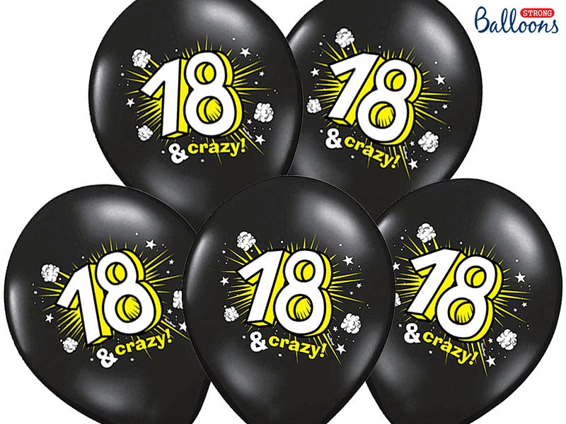 Ballonger Sort 18 år Crazy 50 stk.