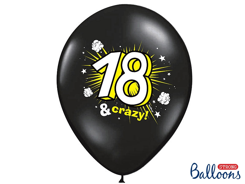 Ballonger Sort 18 år Crazy 50 stk.