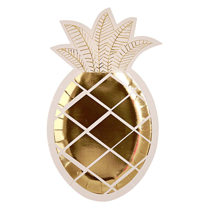 Tallerkener Ananas Gull 8 stk.