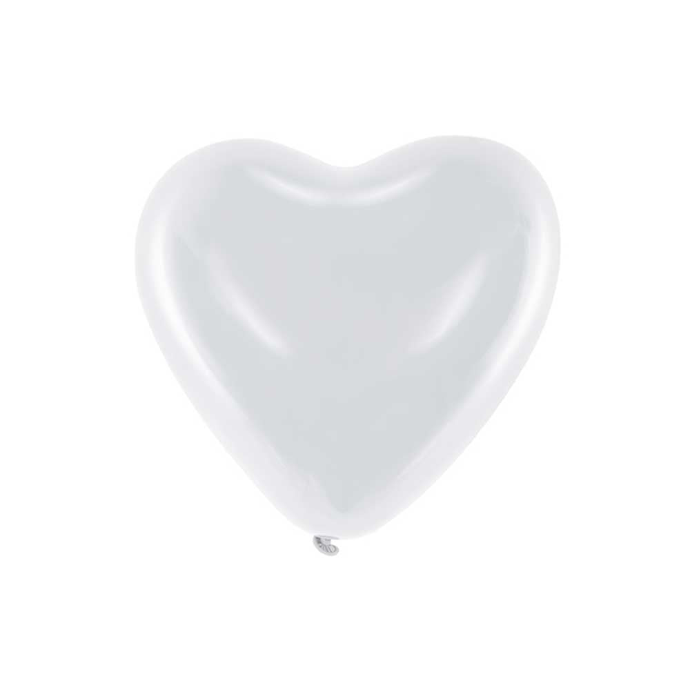 Ballonger Hjerteformet Hvit 6 stk.