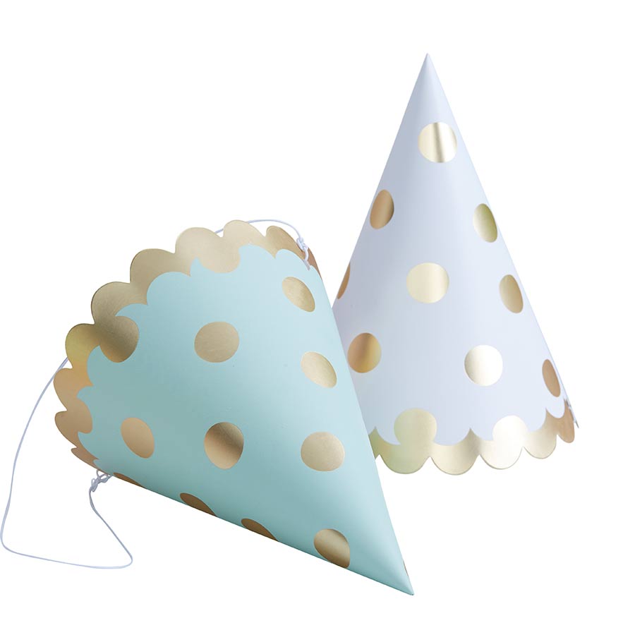 Partyhatter Dots Gull 6 stk.