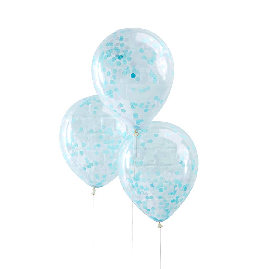 Ballonger med Konfetti Blå 5 stk.