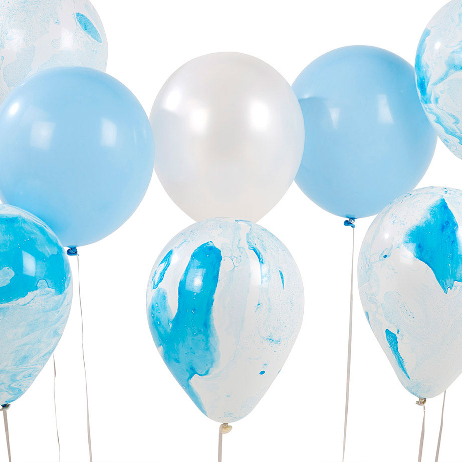 Blå Marble/Marmor Ballonger 12stk