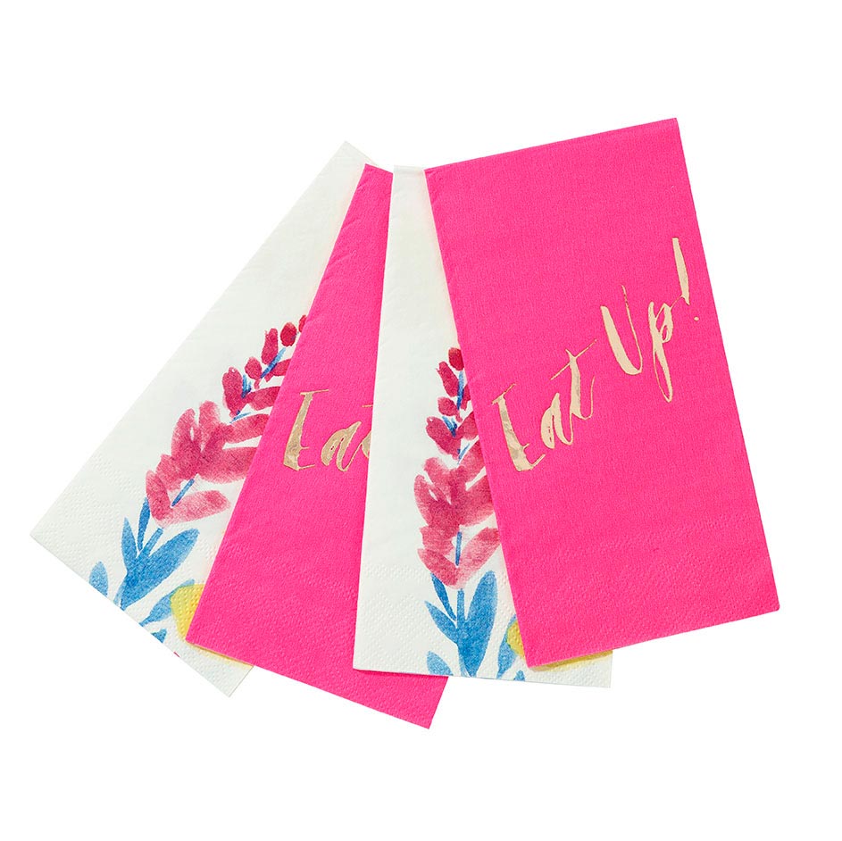 Servietter Neon Blomster