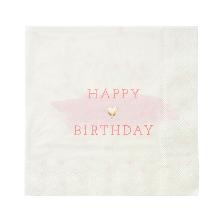 Happy Birthday Servietter Rosa
