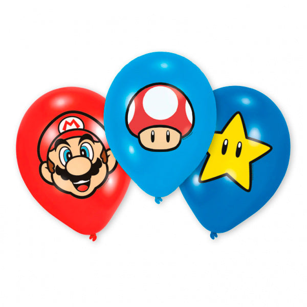 Super Mario Figur Ballonger 6 stk