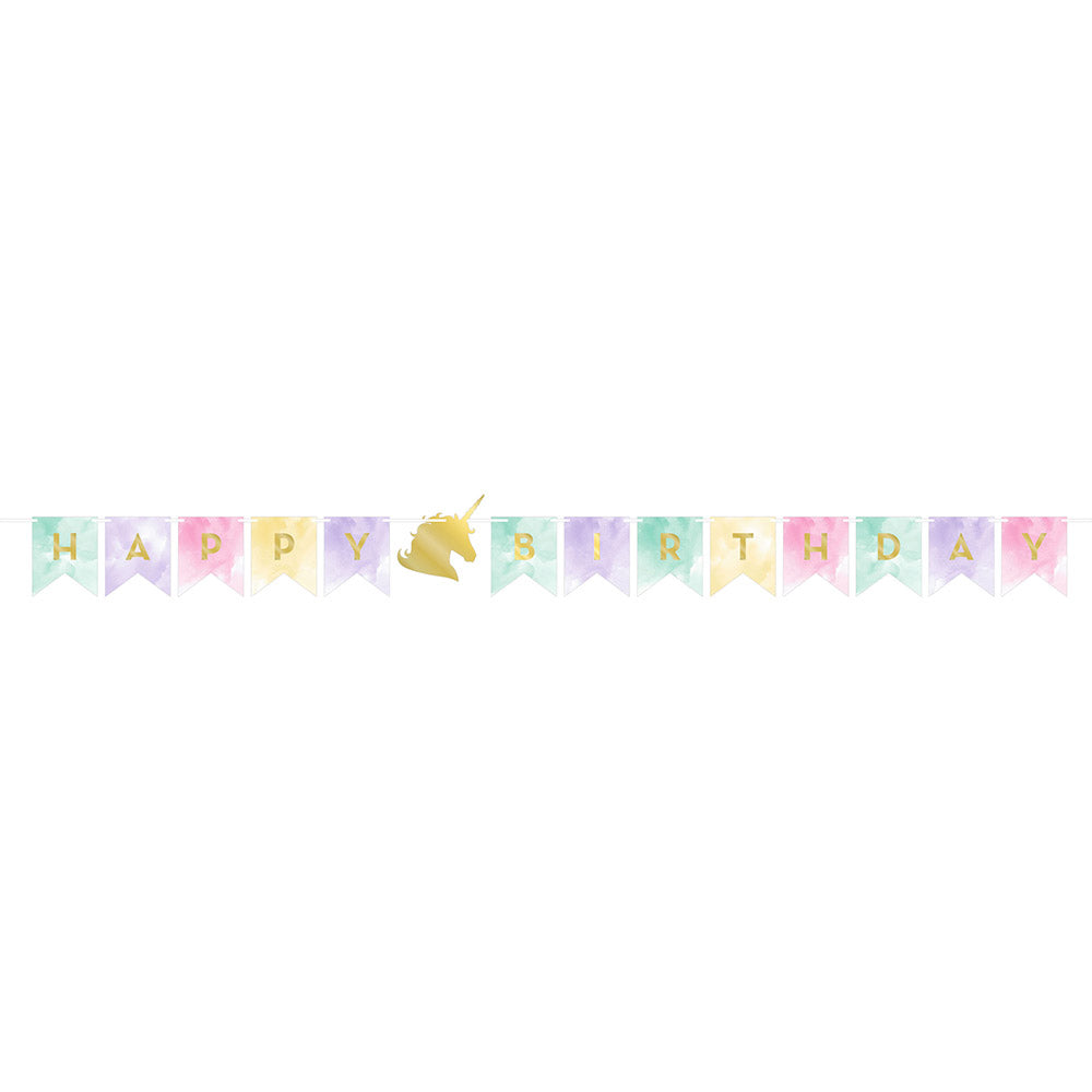 Enhjørning Happy Birthday Banner 2,4 meter