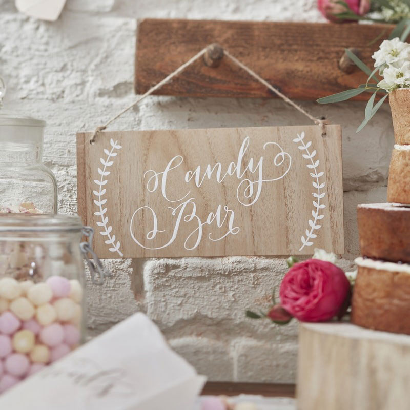 Candy Bar Skilt i Tre