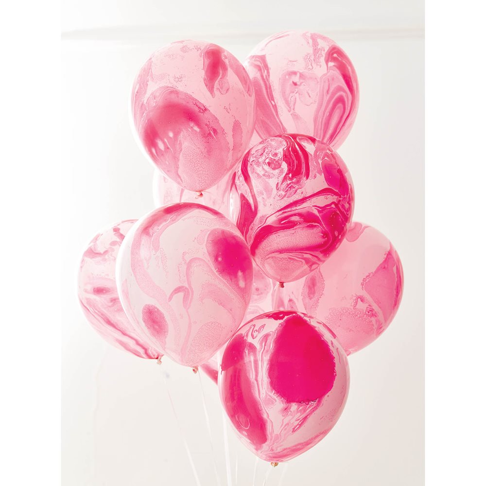 Ballonger Rosa Marmor 12 stk.