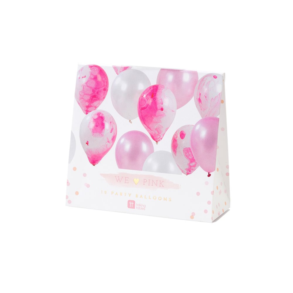 Ballonger Rosa Marmor 12 stk.