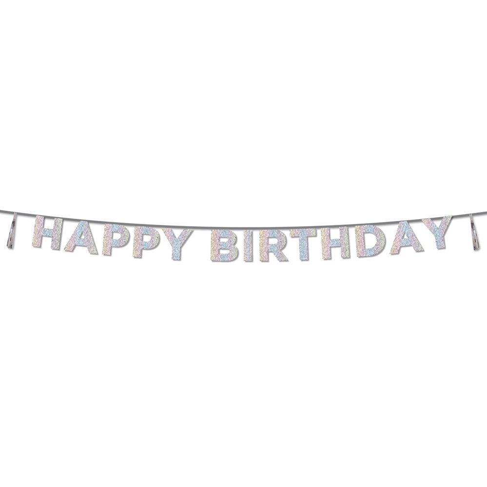 'Happy Birthday' Glitter/Iriserende Banner