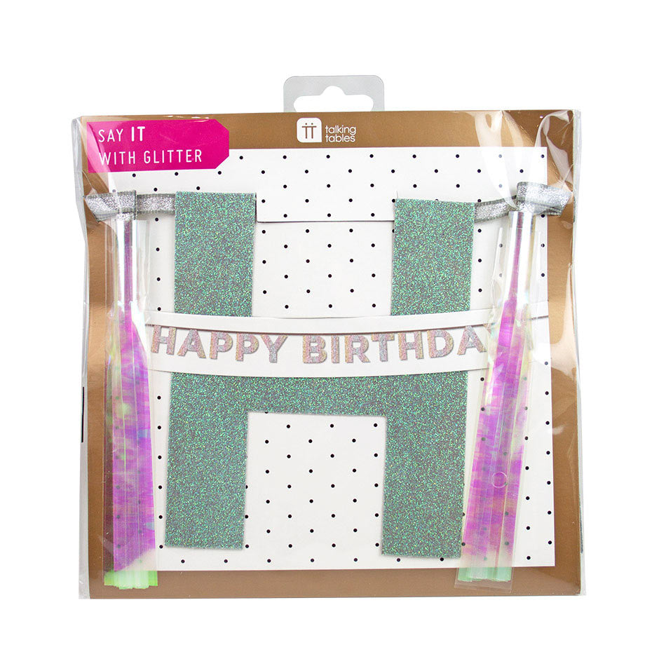 'Happy Birthday' Glitter/Iriserende Banner