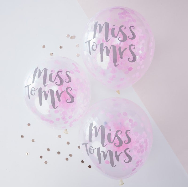 Konfettiballonger Rosa "Miss to Mrs"