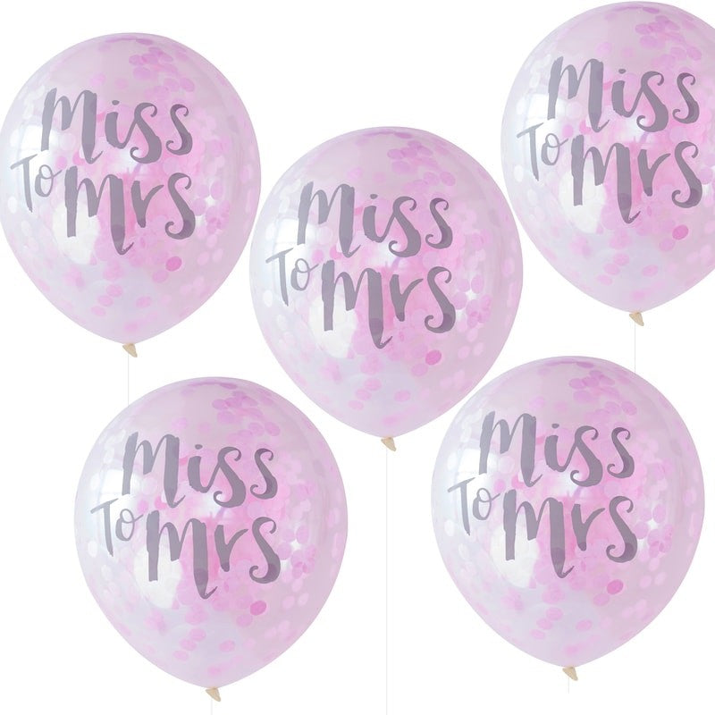 Konfettiballonger Rosa "Miss to Mrs"