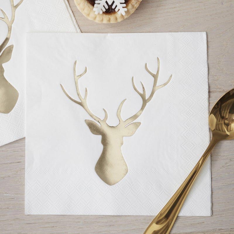 Paper Napkins - Foiled - Gold Stag