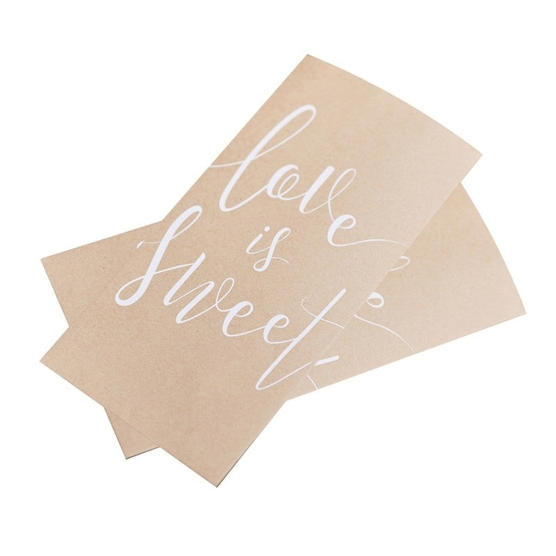Papirpose Kraftpapir Love Is Sweet 20 stk.