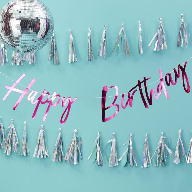 Banner "Happy Birthday" Rosa 2m