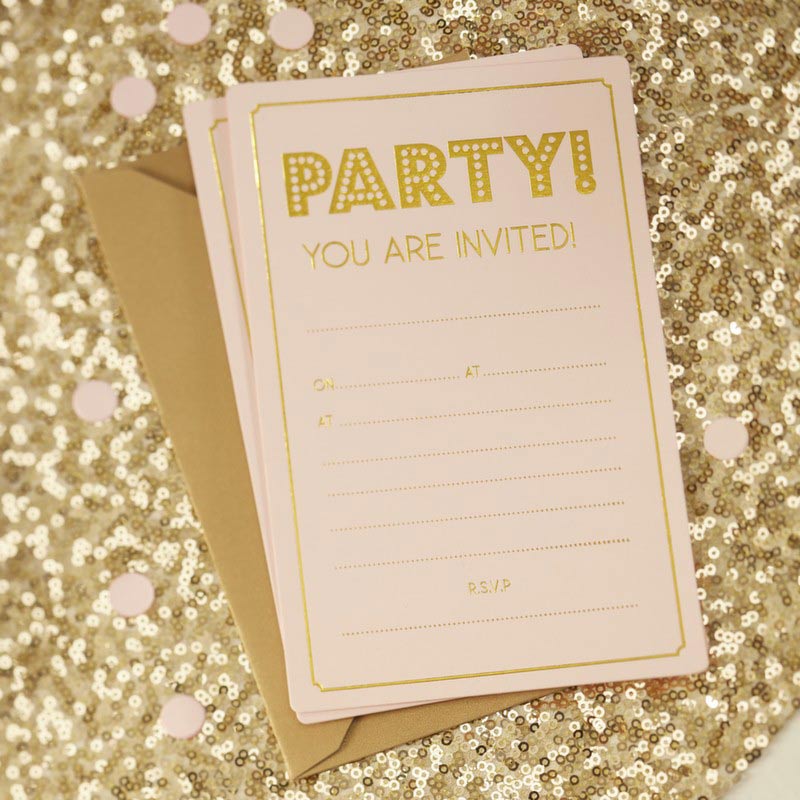 Invitations - Pink and Gold