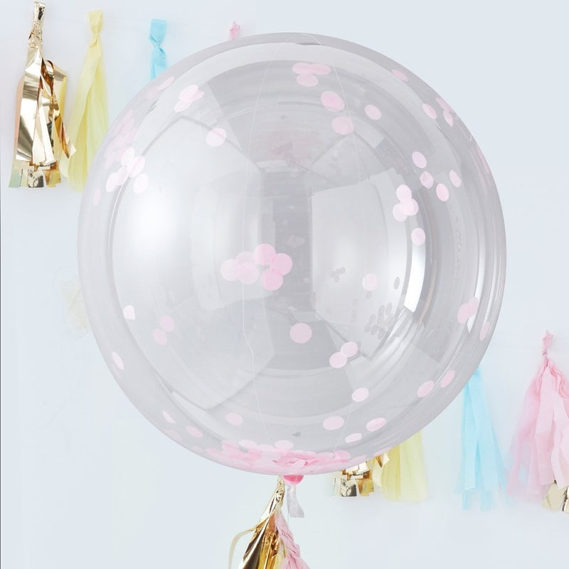 Store Ballonger m. Rosa Konfetti 3 stk.