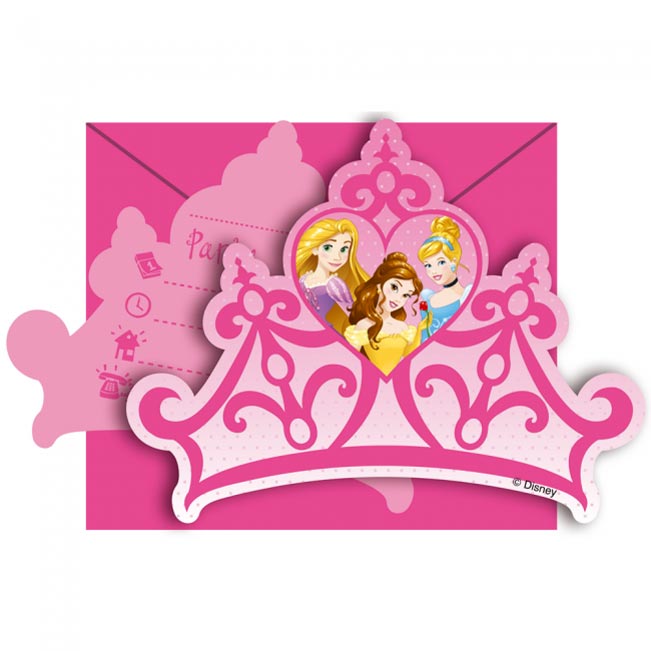 Disney Prinsesse Invitasjoner 6 stk.