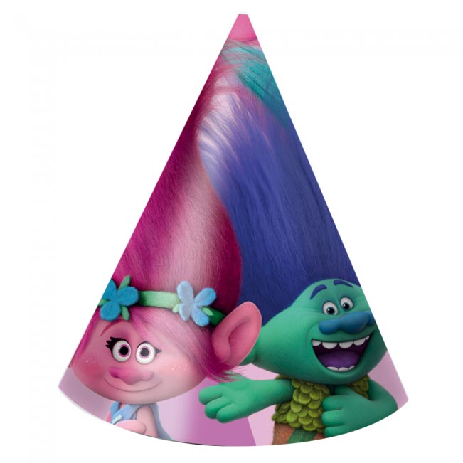 Trolls Partyhatter 6 stk.