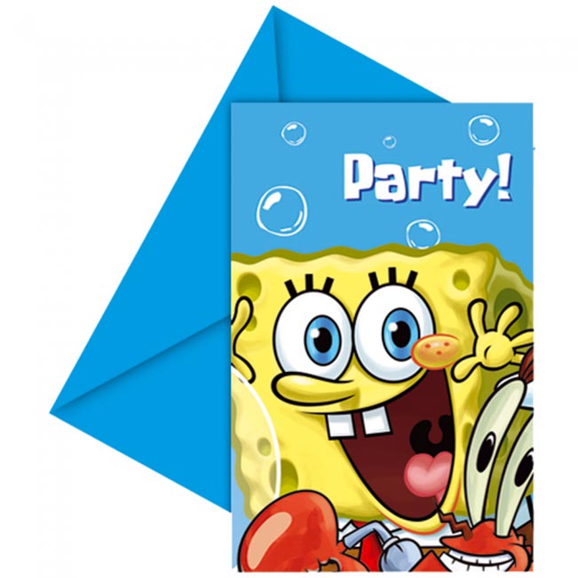 Svampebob Invitasjoner 6 stk.
