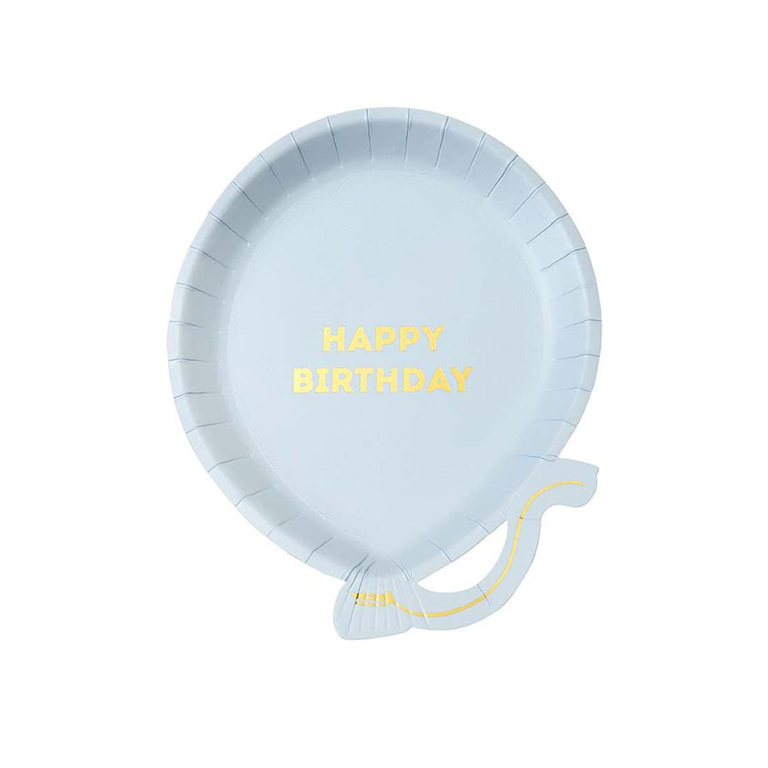 Tallerkener Ballongform Blå Happy Birthday 12 stk.