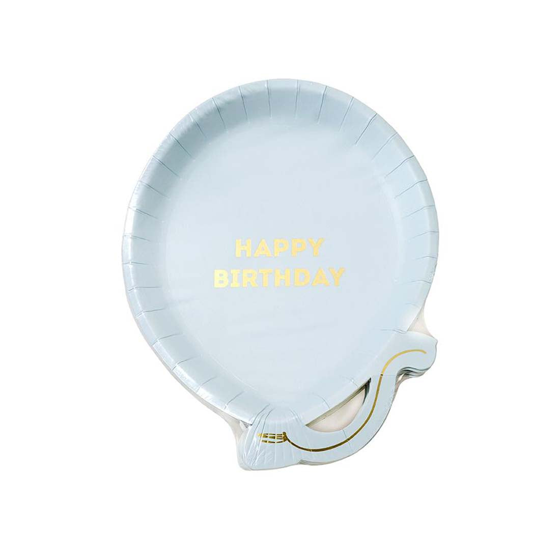 Tallerkener Ballongform Blå Happy Birthday 12 stk.