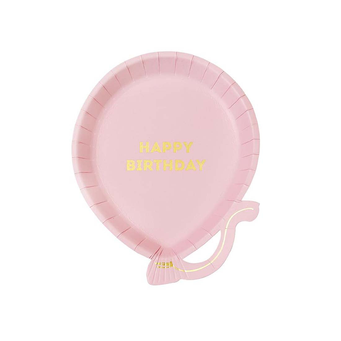 Tallerkener Ballongform Rosa Happy Birthday 12 stk.