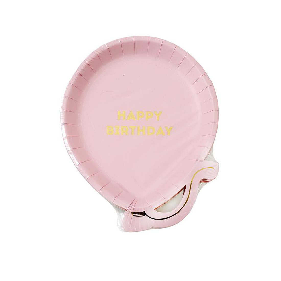 Tallerkener Ballongform Rosa Happy Birthday 12 stk.