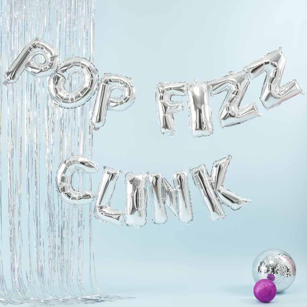 Ballongrekke POP FIZZ CLINK Sølv