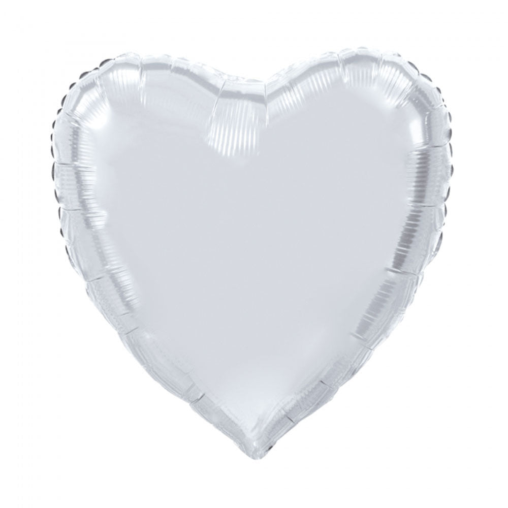 Folieballong Hjerte Sølv 90 cm