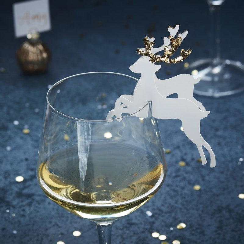 Gold Christmas Reinsdyr Bordkort 10 stk.