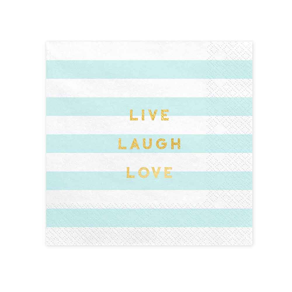 Servietter Pastell Blå "Live Laugh Love" 20 stk.