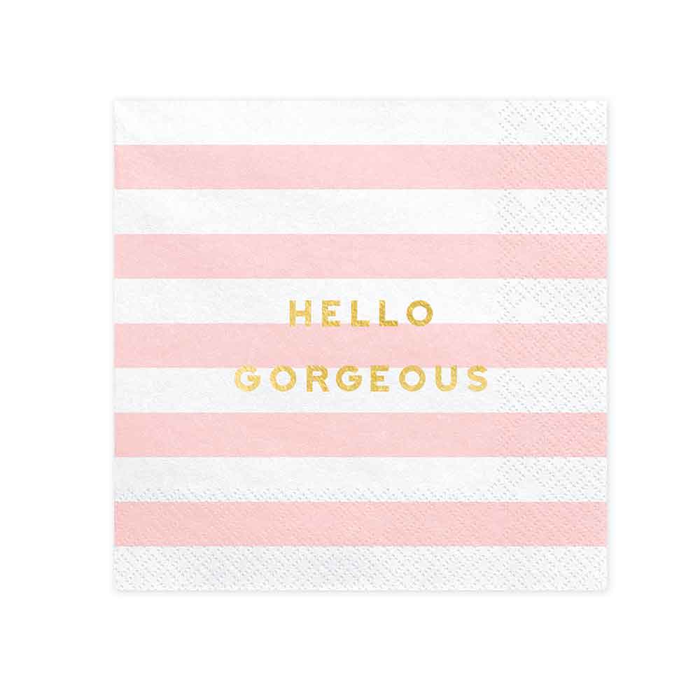 Servietter Pastell Rosa "Hello Gorgeous" 20 stk.