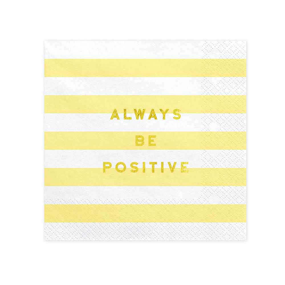 Servietter Pastell Gul "Always Be Positive" 20 stk.