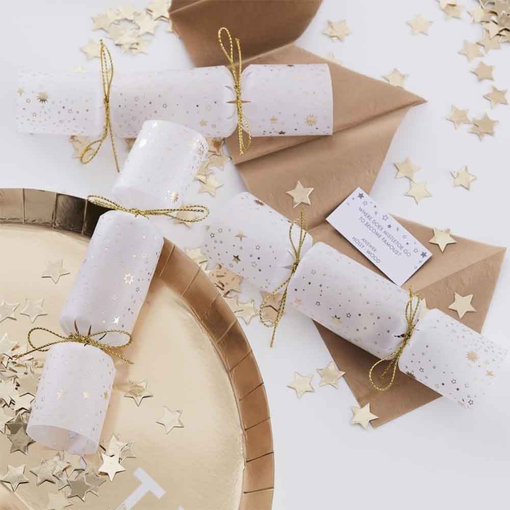 Gold Glitter Smellbonboner Gull og Hvit Stjerne 6 stk.