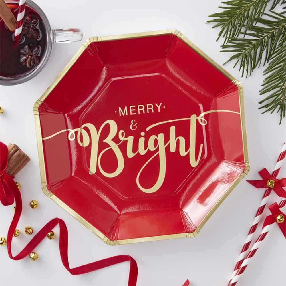 Merry And Bright Tallerken 8 stk.