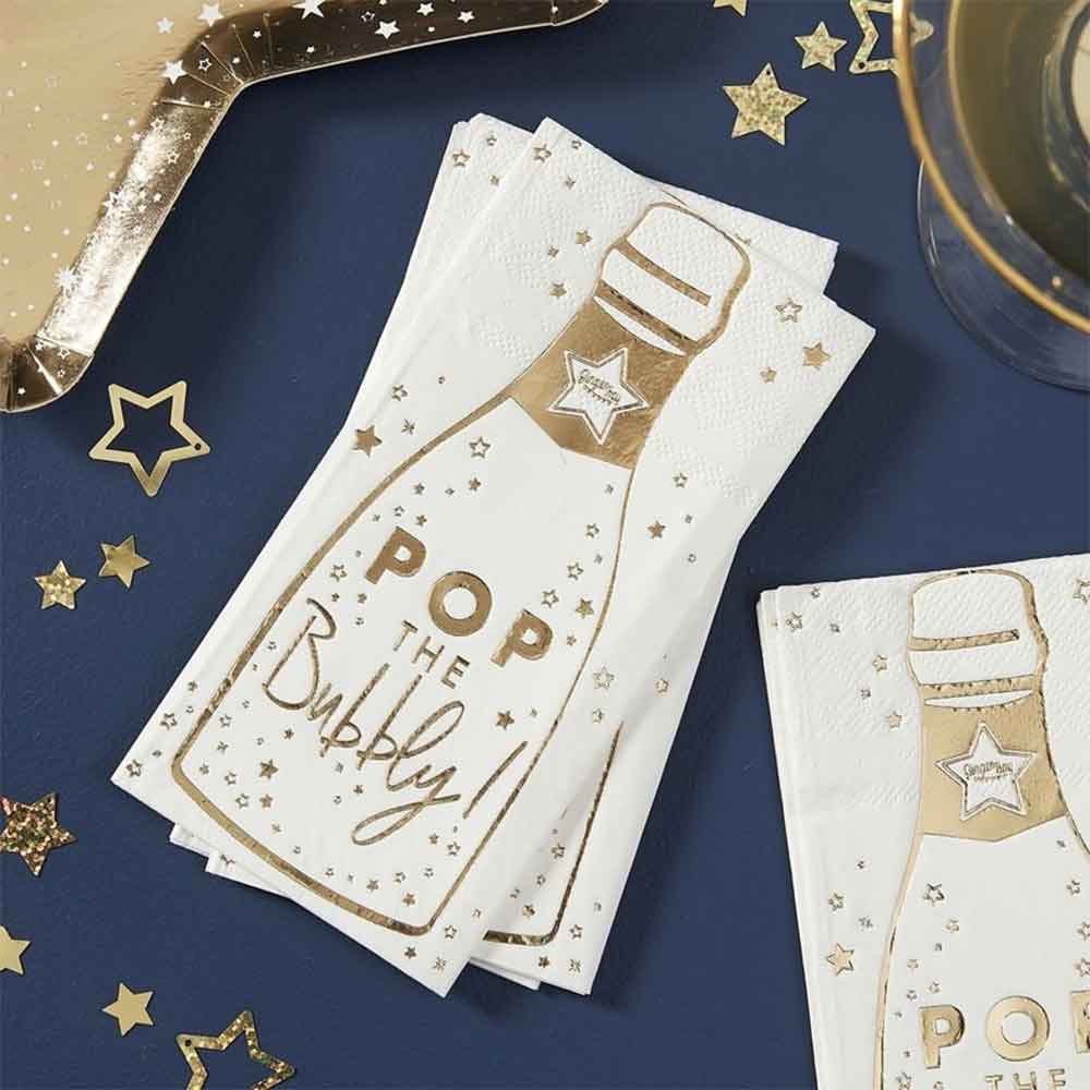 Pop The Bubbly Gull Servietter 16 stk.