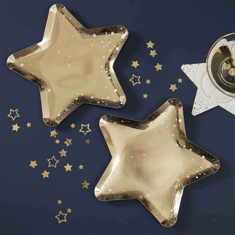Pop The Bubbly Tallerken Stjerne Gull 8 stk.