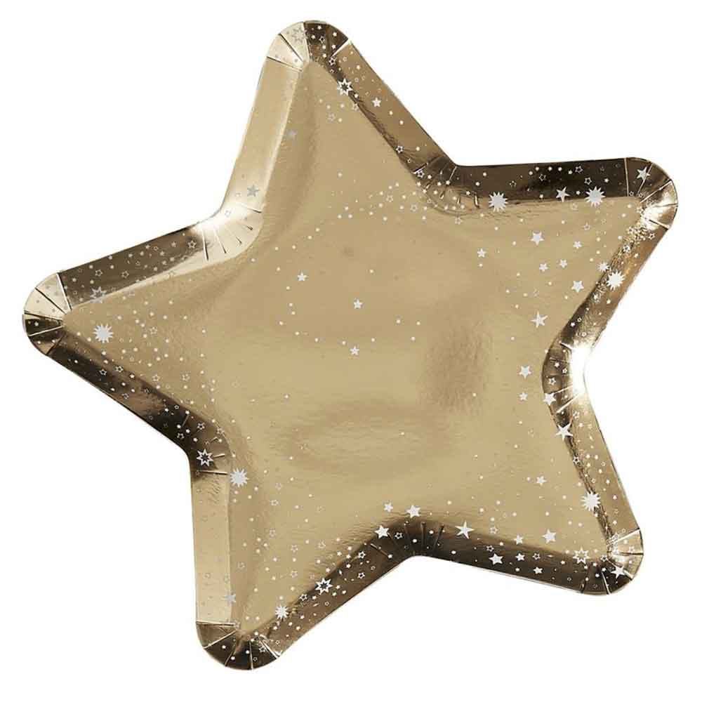 Pop The Bubbly Tallerken Stjerne Gull 8 stk.