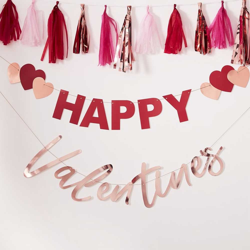 Good Looking 'Happy Valentines' Girlander Med Hjerter 2 m