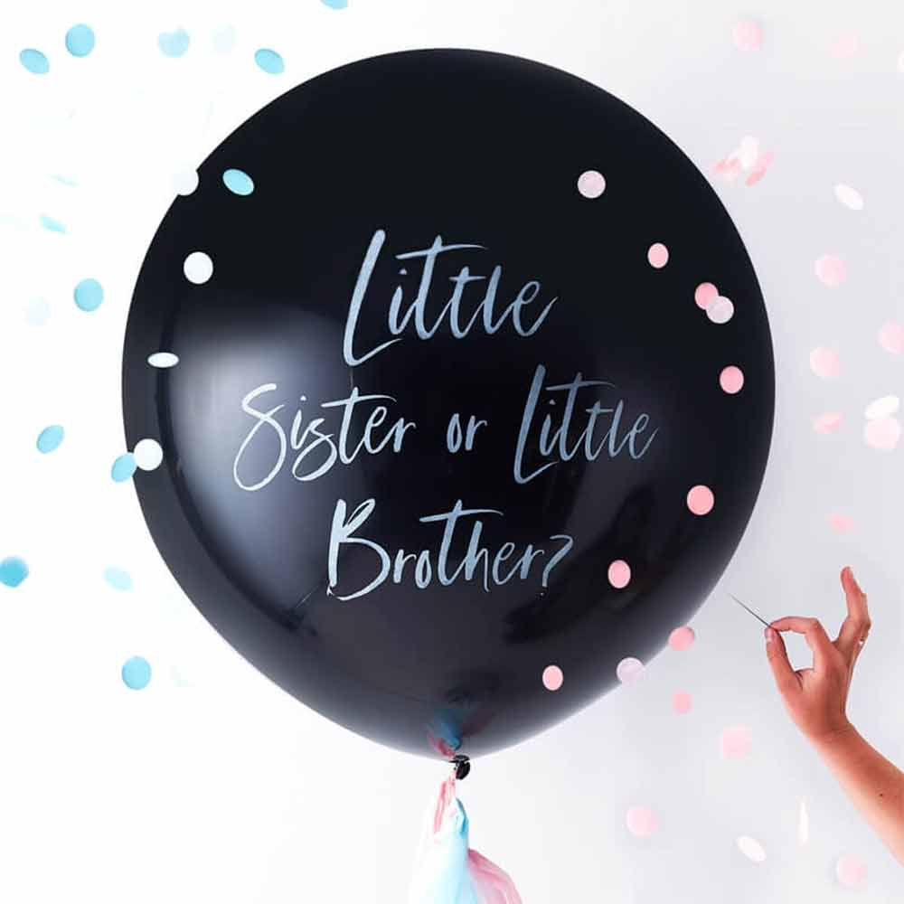 Twinkle Twinkle Konfetti Ballong Gender Reveal Little Brother or Little Sister
