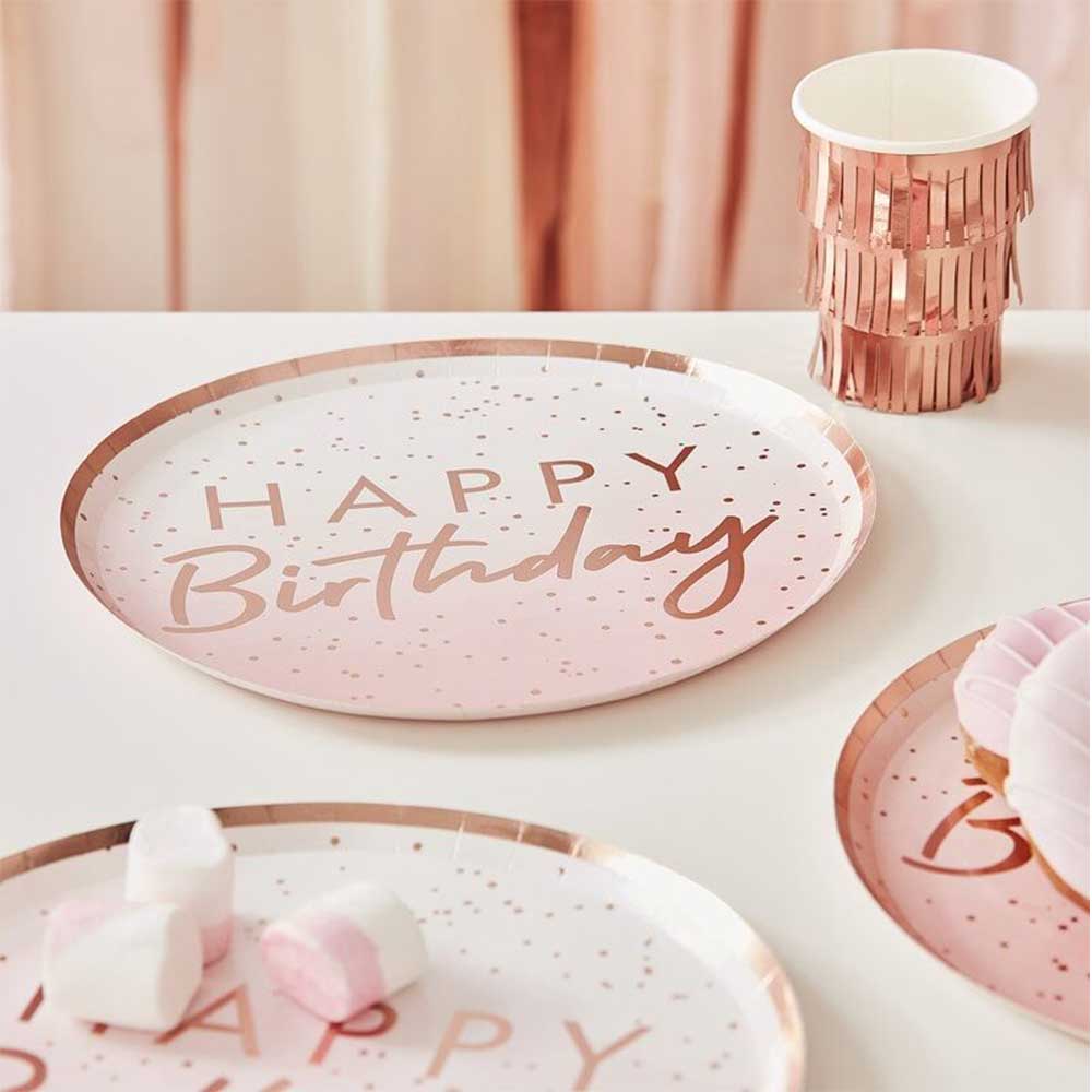 Mix It Up Bursdag Rosegull Ombre Tallerken 8 stk.