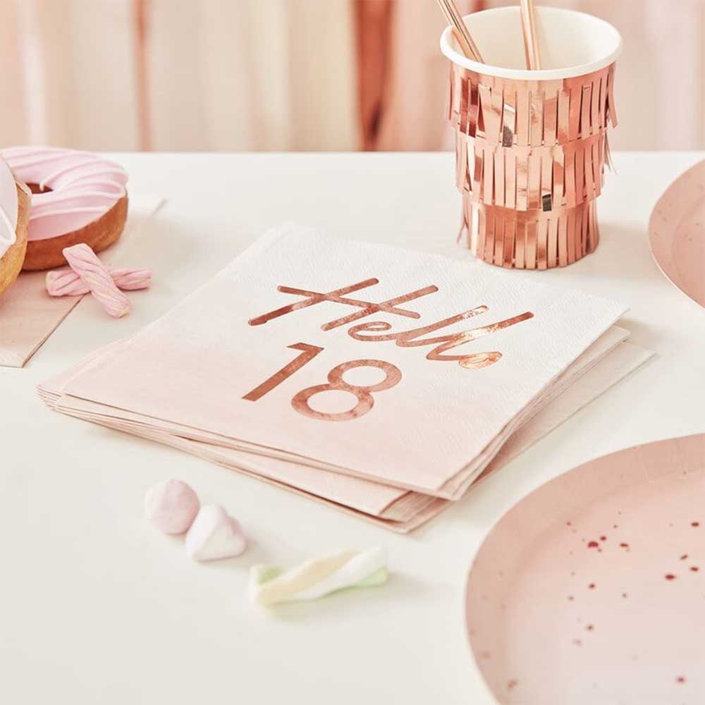 Mix It Up Hello 18 Bursdag Rosegull Servietter 16 stk.